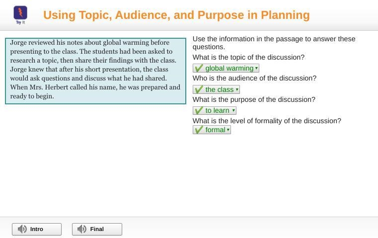 Jorge reviewed his notes about global warming before presenting to the class. The-example-1