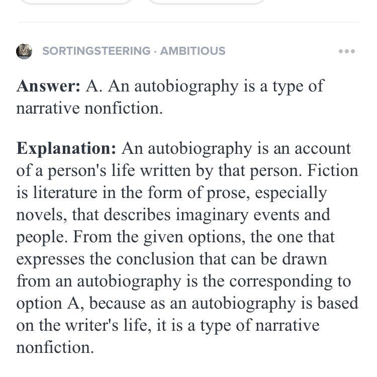 What conclusion can be drawn from an auto biography-example-1