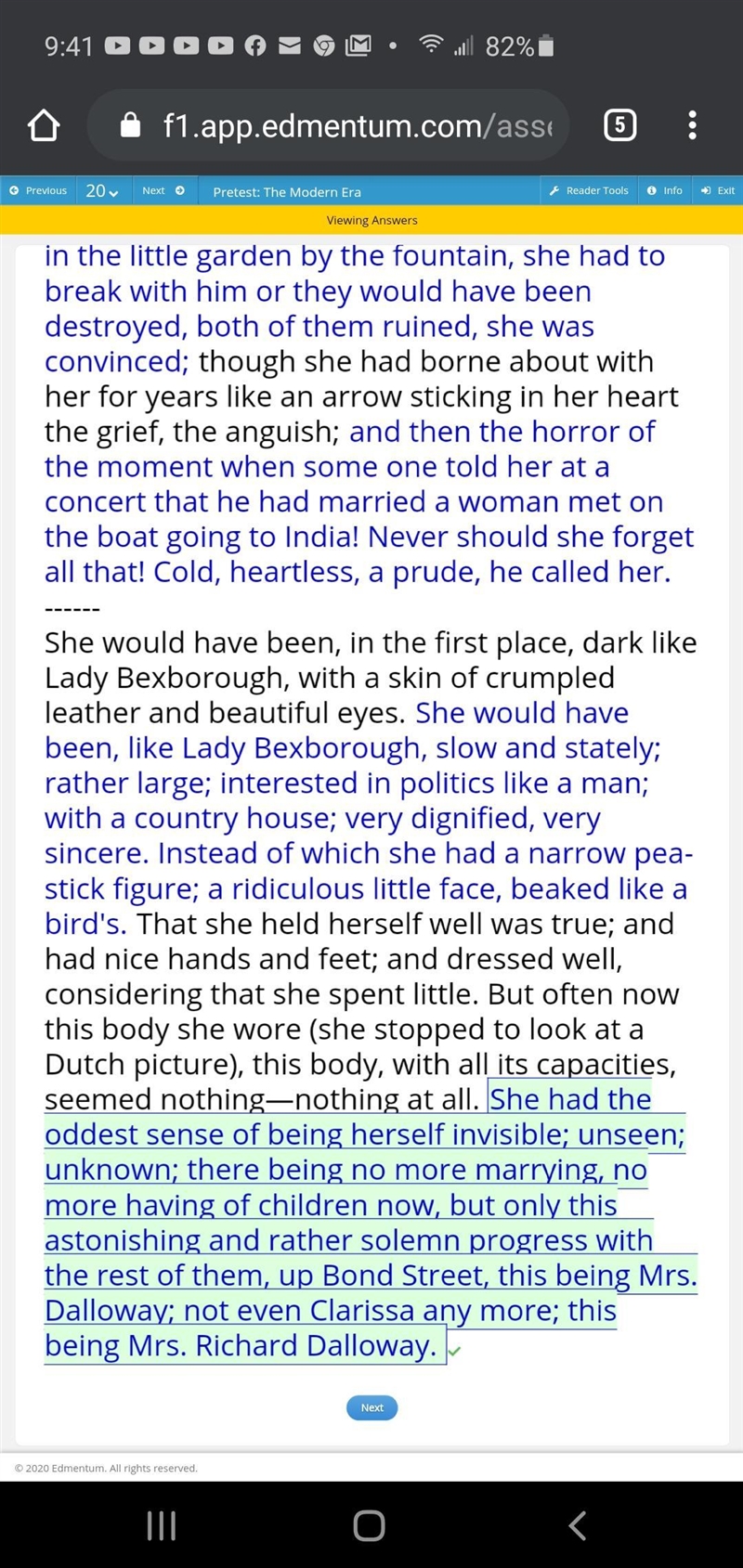 Which section of the passage illustrates Mrs. Dalloway’s feelings of emptiness caused-example-1