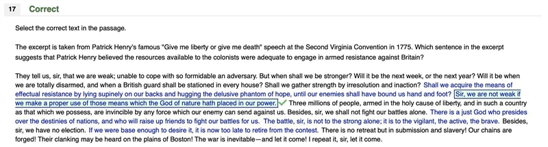 The excerpt is taken from Patrick Henry's famous "Give me liberty or give me-example-1