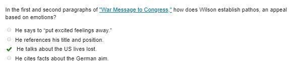 n the first and second paragraphs of "War Message to Congress," how does-example-1