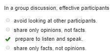 In a group discussion, effective participants Albe O avoid looking at other participants-example-1