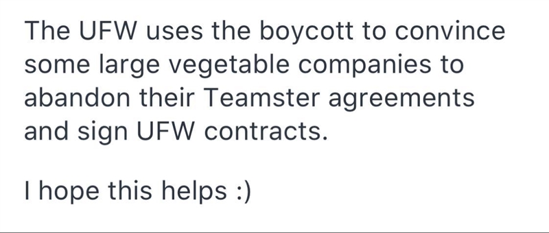 Why did the UFW stop the boycott in 1975-example-1