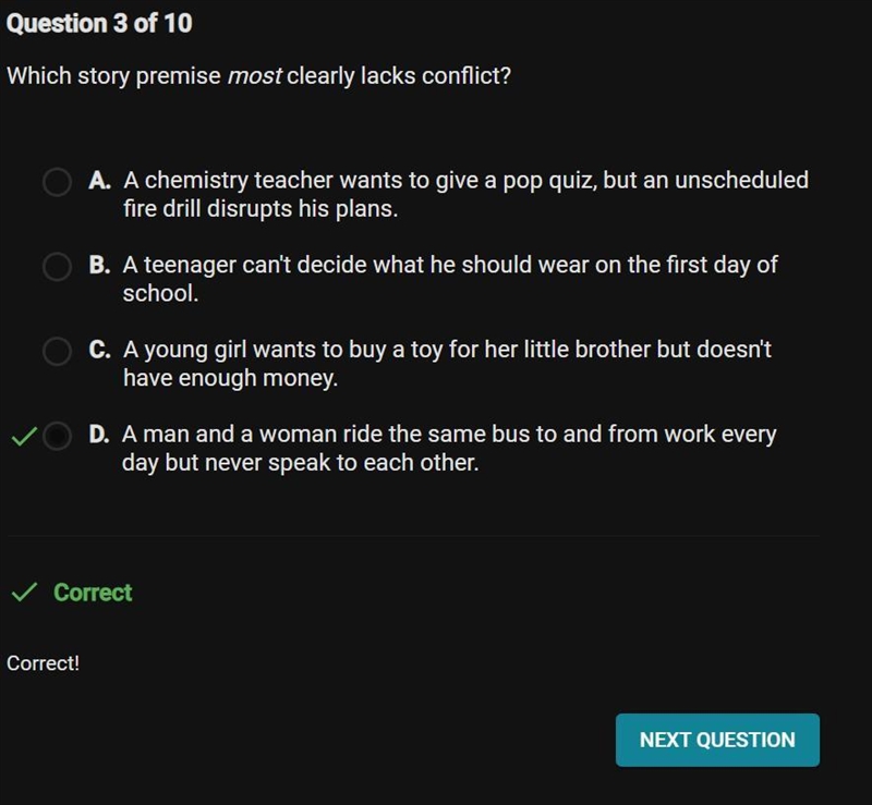 Which scenario is the best example of a weak conflict? O A. A young girl wants to-example-1