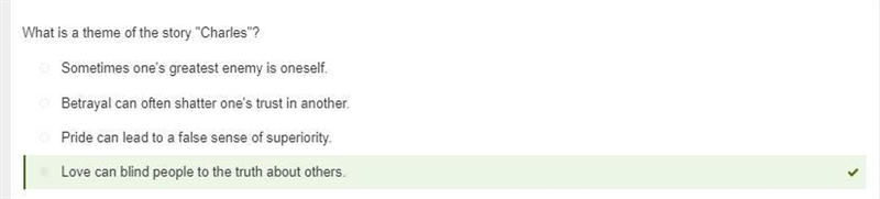 What is a theme of the story "Charles"? A .Betrayal can often shatter one-example-1