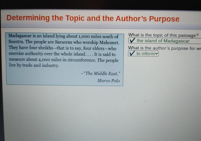 What is the topic of this passage? Marco Polo Middle East-example-1