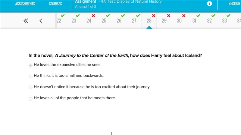 In the novel, A Journey to the Center of the Earth, how does Harry feel about Iceland-example-1