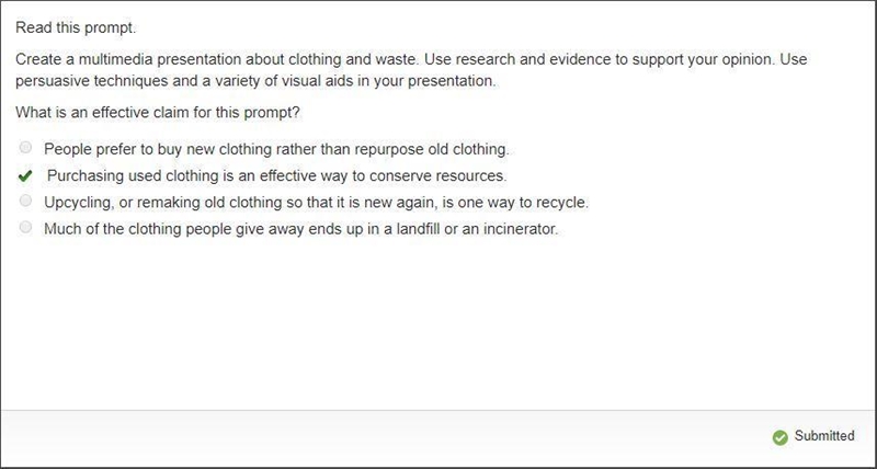 Read this prompt. Create a multimedia presentation about clothing and waste. Use research-example-1