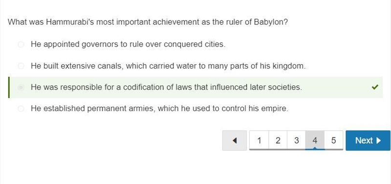 What was Hammurabi's most important achievement as the ruler of Babylon? O He was-example-1