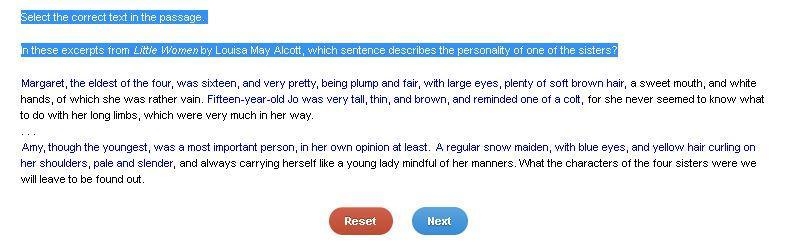 Select the correct text in the passage. In these excerpts from Little Women by Louisa-example-1