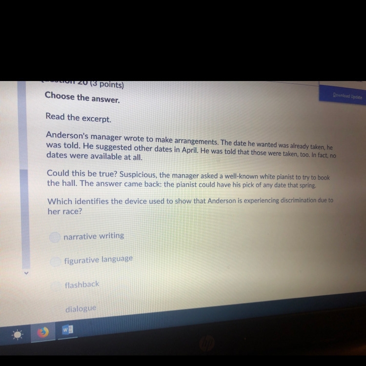 Which identifies the device used to show that Anderson is experiencing discrimination-example-1