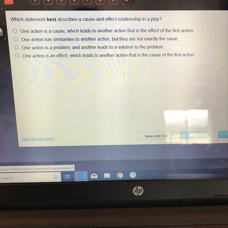 Hurry!!! Which statement best describes a cause-and-effect relationship in a play-example-1