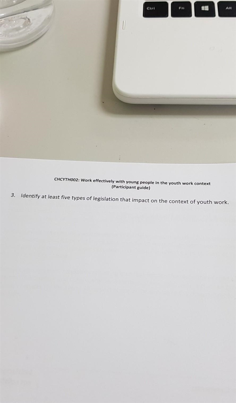 Identify at least five types of legislation that impact on the context of youth work-example-1