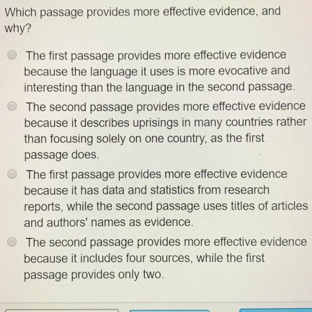 Which passage provides more effective evidence, and why? Read the excerpt from &quot-example-1