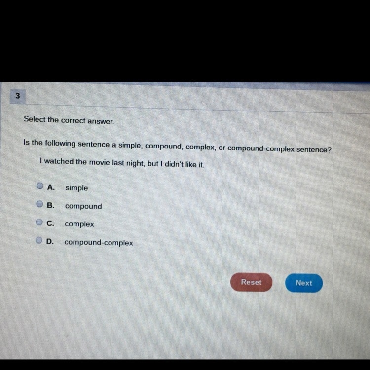 Is the following sentence s simple, compound, complex, or compound-complex sentence-example-1