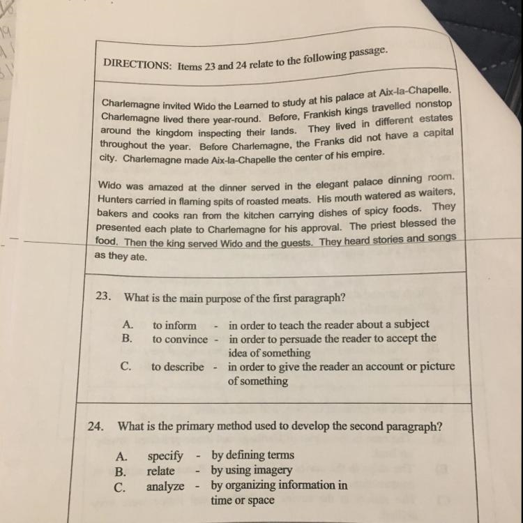 What is the main purpose of the first paragraph? A. B. to inform - in order to teach-example-1