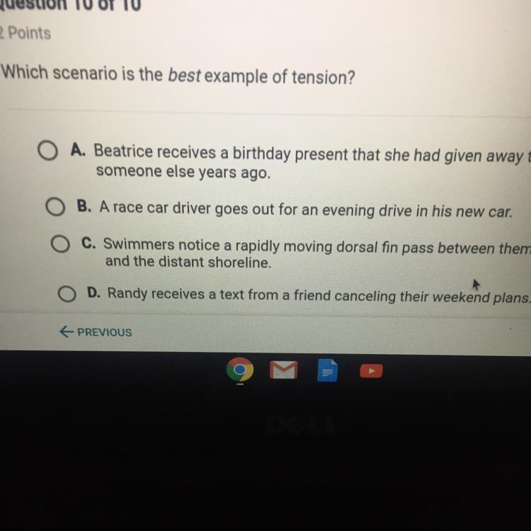 Which scenario is the best example of tension-example-1