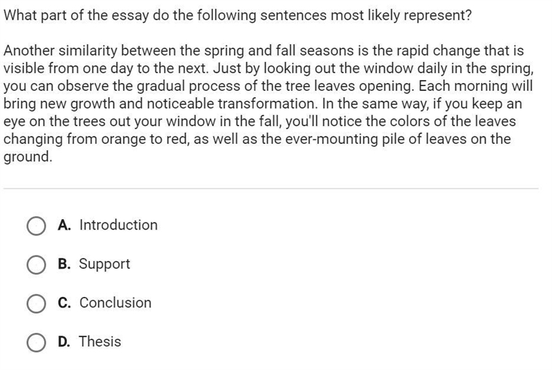 What part of an essay do the following sentences most likely represent?-example-1