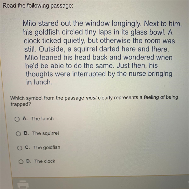 Which symbol from the passage most clearly represents a feeling of being trapped?-example-1