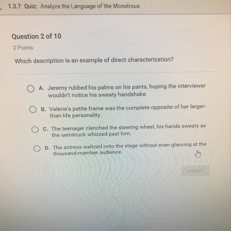 Which description is an example of direct characterization-example-1