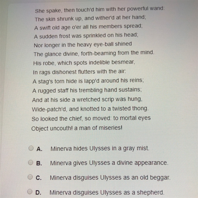 Which event is described in this excerpt from book 13 of homers odyssey-example-1