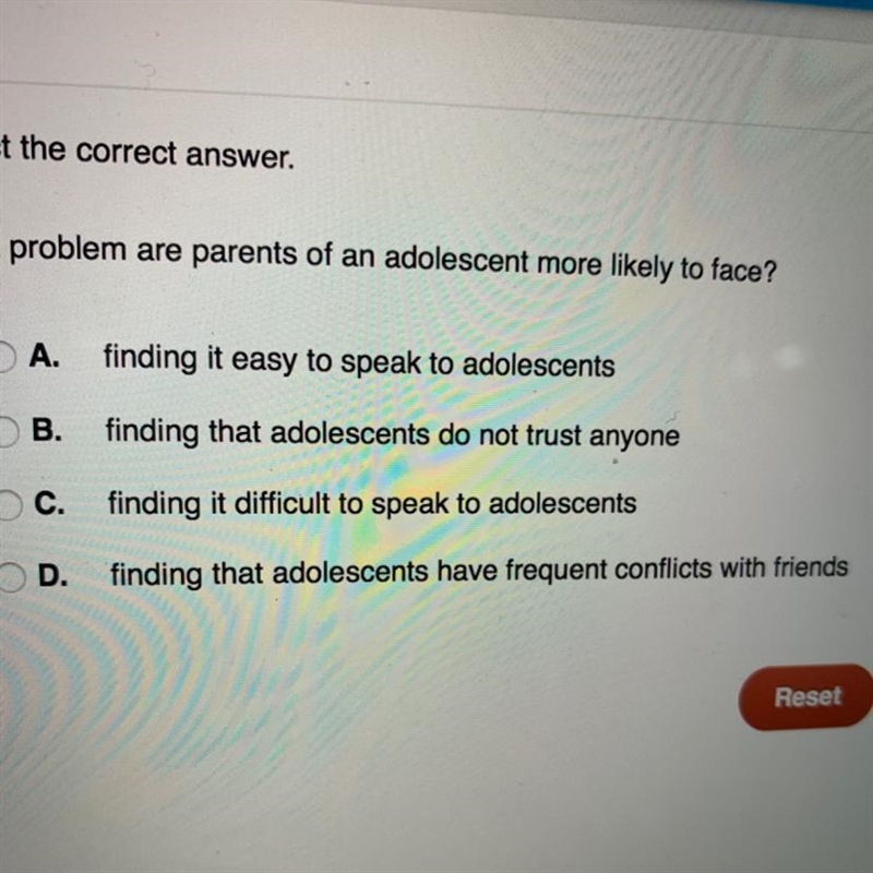 What problem are parents of an adolescent more likely to face?-example-1