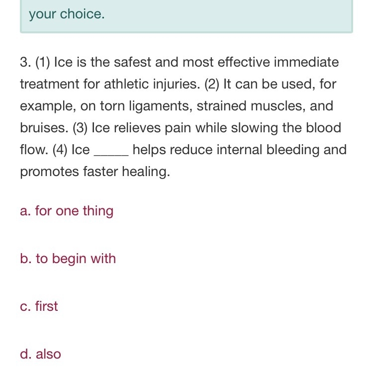 I need help please. Choose the appropriate transition to fill in the blank in the-example-1