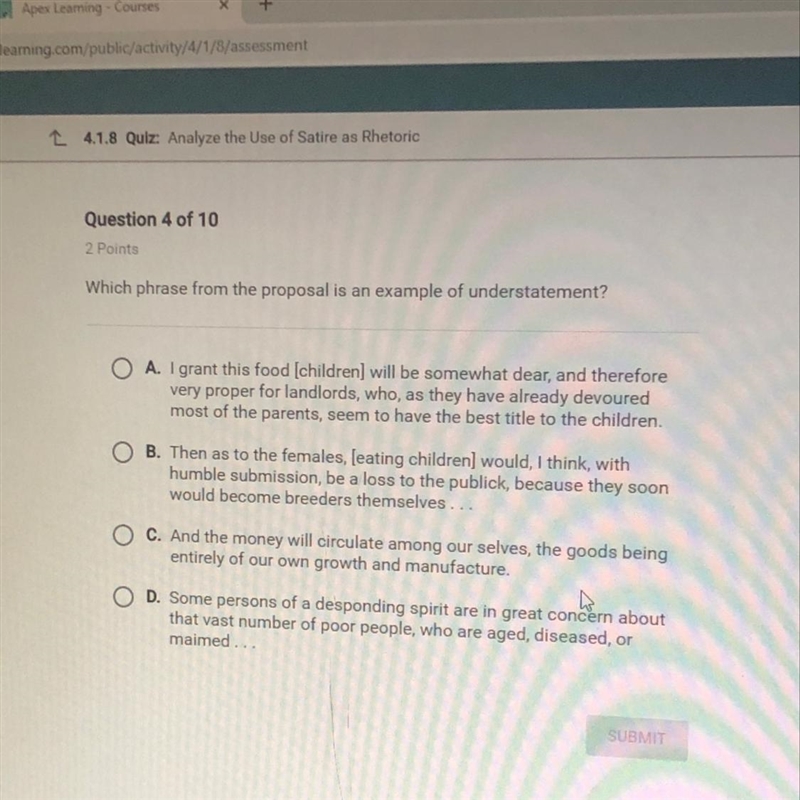 Which phrase from the proposal is an example of understatement-example-1