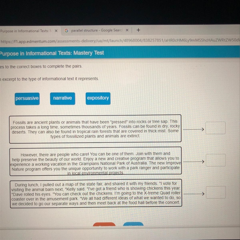 Match each excerpt to the type of imformational text it represents? PLEASE HELP.-example-1