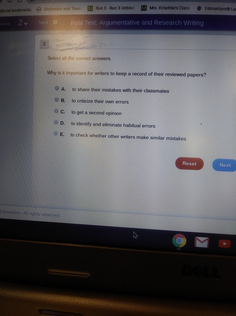 Select all correct answers. why is it important for writers to keep a record of their-example-1