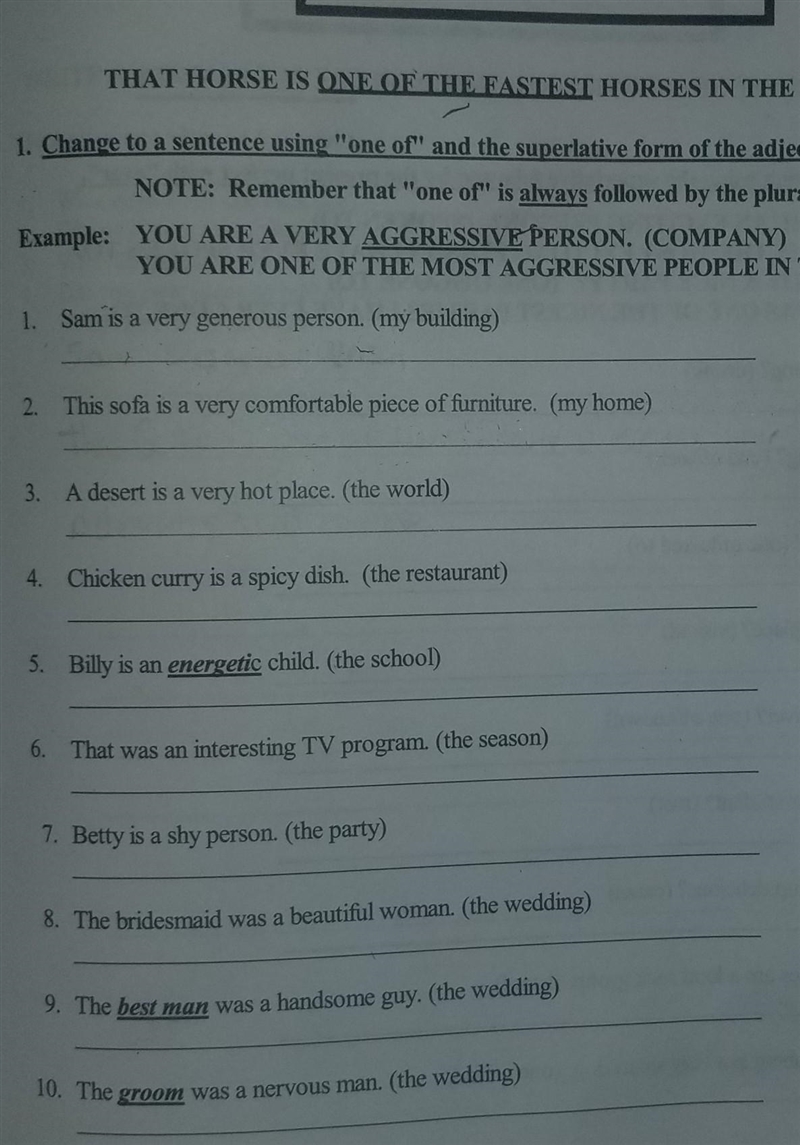 change to a sentence using "one of" is always followed by the plural ... sam-example-1