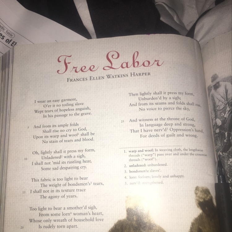 These questions are based off Francis Ellen Watkins Harper’s “Free Labor.” In the-example-1