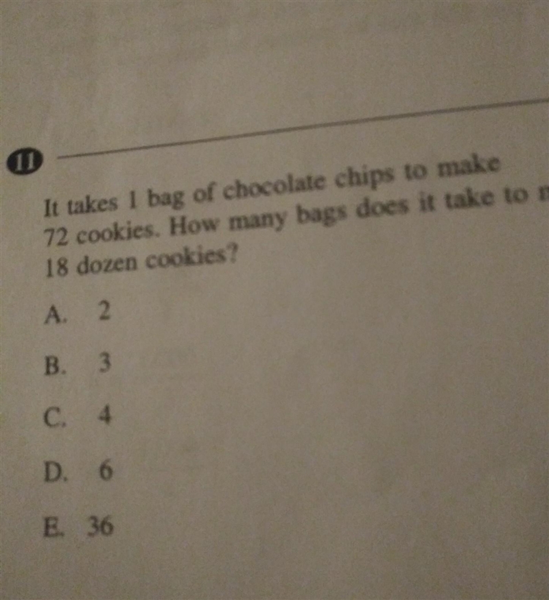 It takes one bag of chocolate chips to make 72 cookies how many bags does it take-example-1