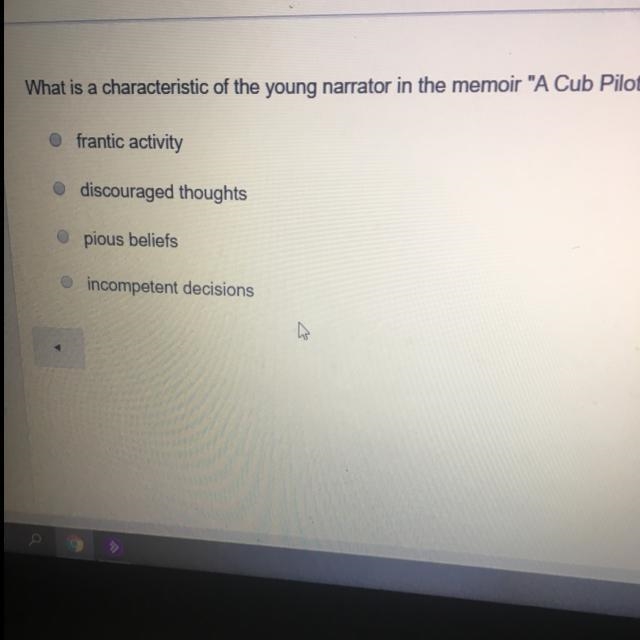 !!I need a quick answer please!! What is a characteristic of the young narrator in-example-1