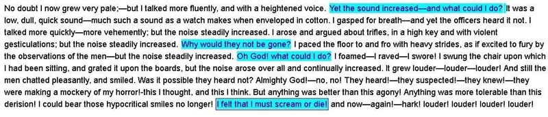 Select the correct text in the passage. Which sentence from Edgar Allan Poe's &quot-example-1