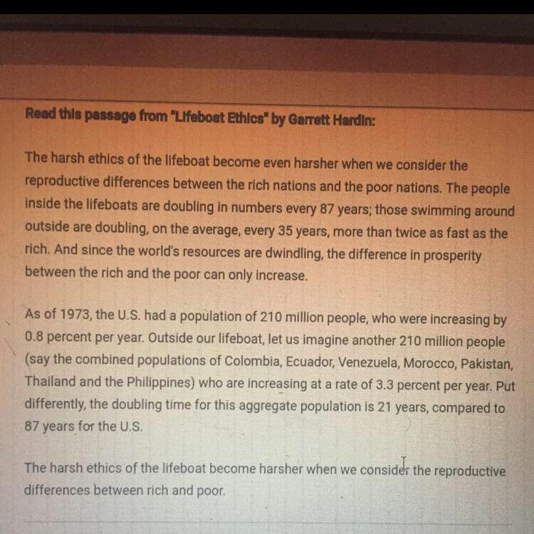 Which sentence best illustrates the authors central argument in this passage? A. Hardin-example-1