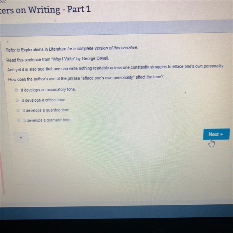 How does the author's use of the phrase "efface one's own personality" affect-example-1