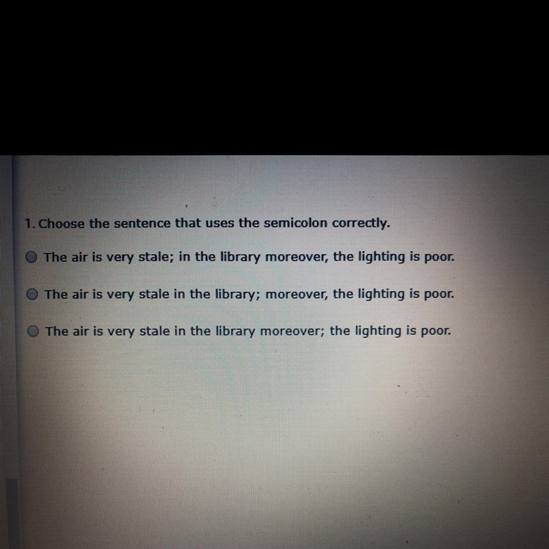 Choose the sentence that uses the semicolon correctly?-example-1