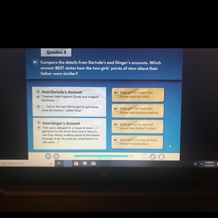 Compare the details from dorinda’s and Ginger’s accounts.which answer Best states-example-1