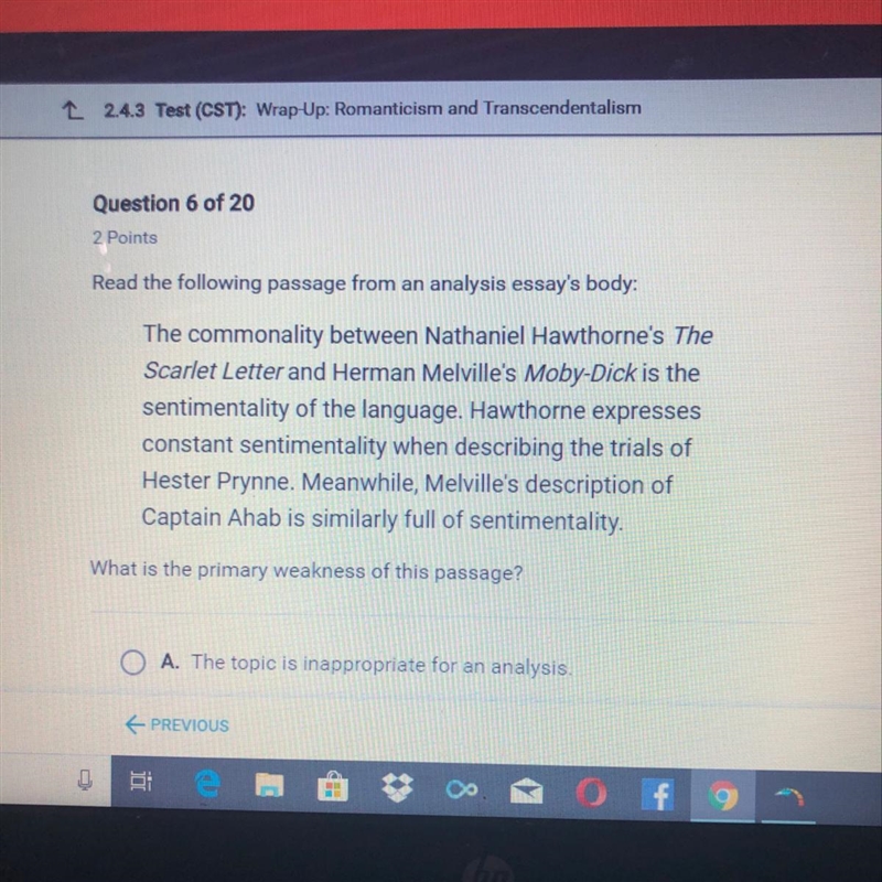 A.the topic is inappropriate for an analysis B. The passage fails to make a debatable-example-1