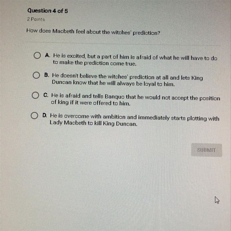 How does Macbeth feel about the witches prediction-example-1