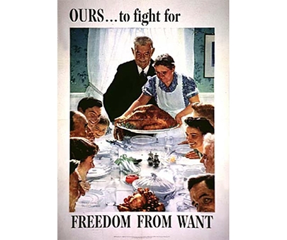 Study the painting created by Norman Rockwell during World War II. ! Which persuasive-example-1