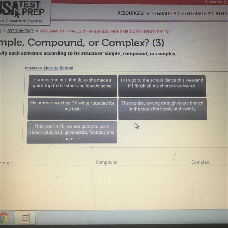 Classify each sentence according to its structure, simple compound or complex-example-1