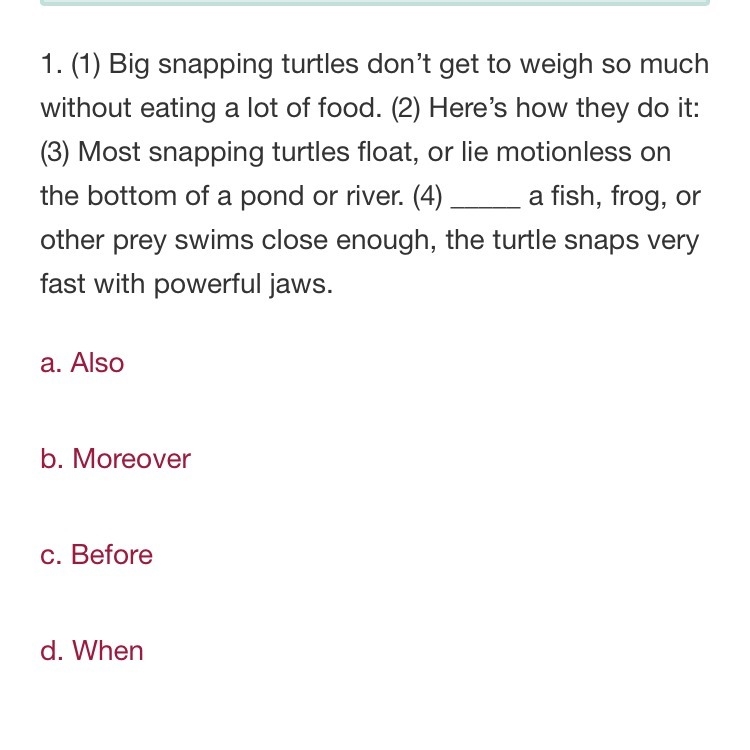 I need help please. Which of the following is appropriate transition to fill in the-example-1