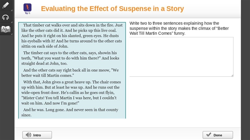 20 POINTS! Write two to three sentences explaining how the suspense within the story-example-1