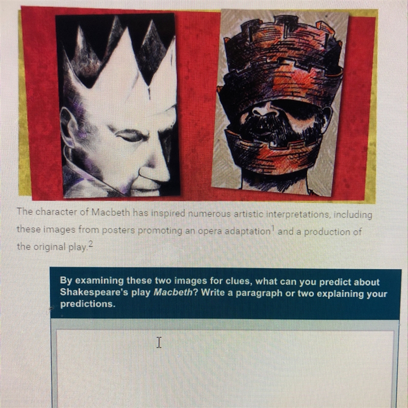 By examining these two images for clues, what can you predict about Shakespeare’s-example-1