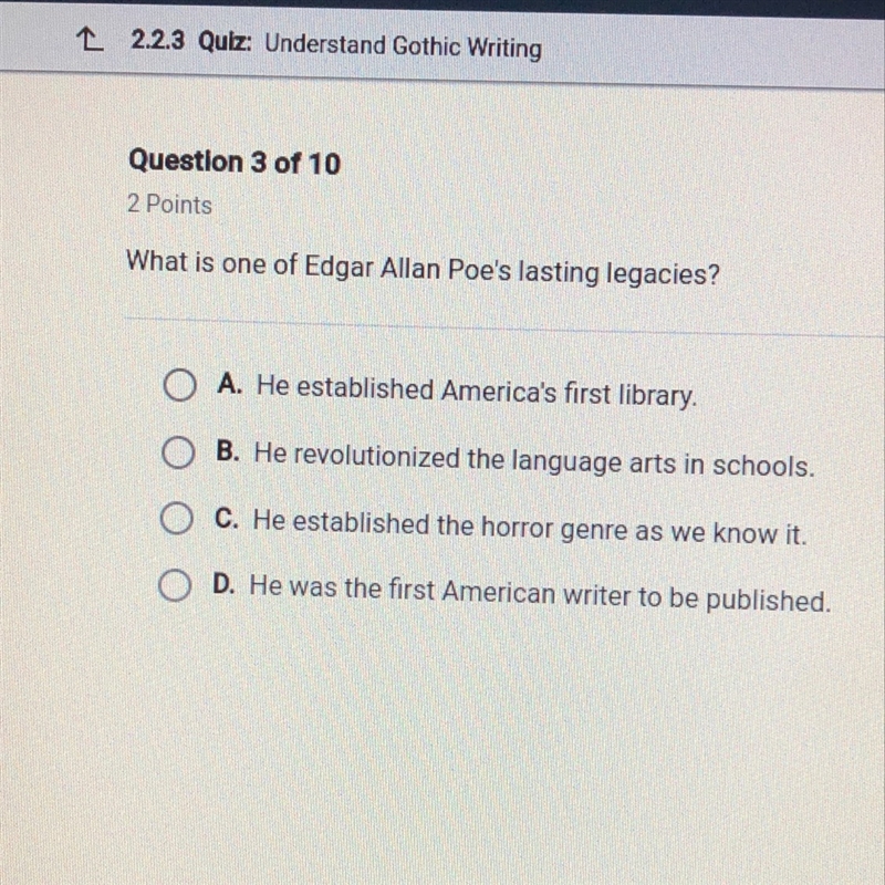 What is one of Edgar Allan Poe's lasting legacies?-example-1