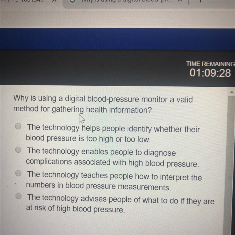 Why is using blood-pressure monitor a valid method for gathering health information-example-1