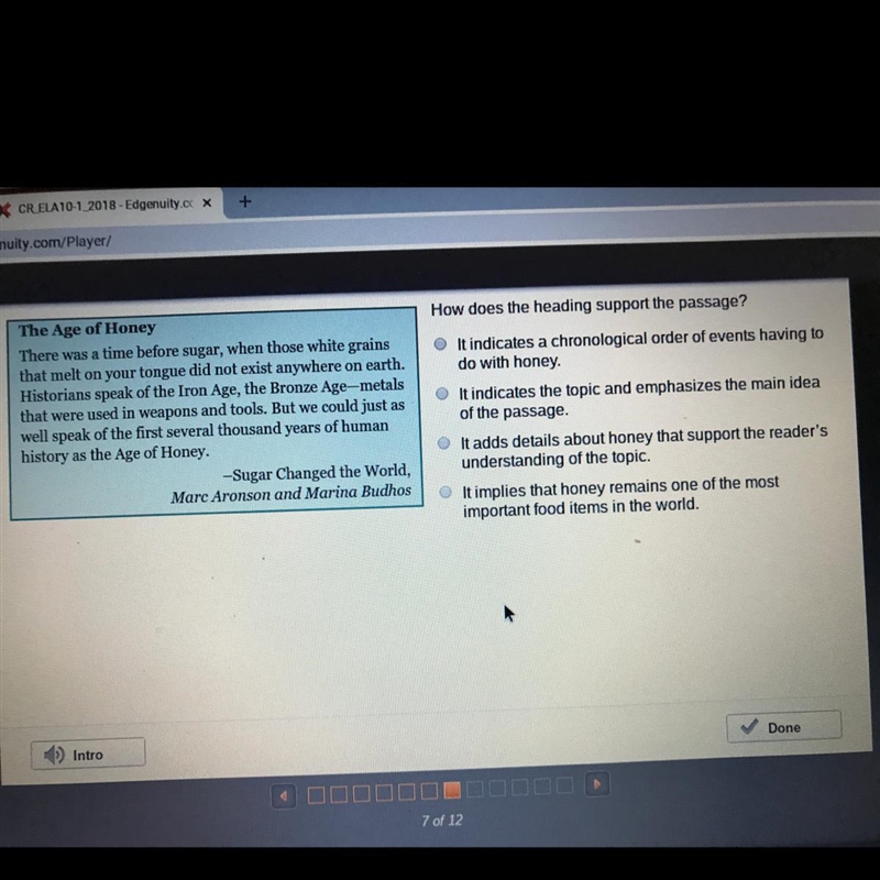 How does the heading support the passage ? it indicates a chronological order of events-example-1