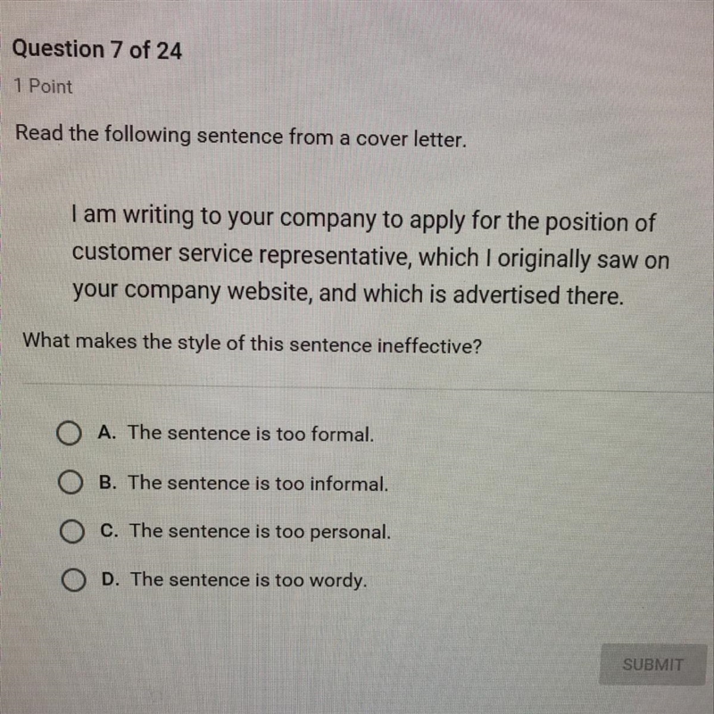 I am writing to your company to apply for the position of customer service representative-example-1